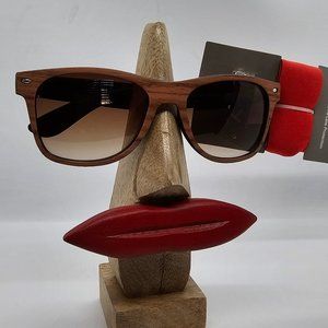 Falls Creek Faux Rose Wood Style Frame Retro Sunglasses